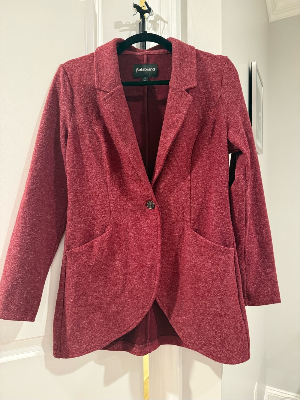 Betabrand Cozy Office Sweater Jacket in Wine